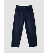 LCW Kids Siyah Baggy Fit Beli Lastikli Erkek Çocuk Jean Pantolon