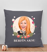 BK Gift Kişiye Özel Karikatürlü Anneler Günü Tasarımlı Antrasit Kırlent Yastık, Anneye Hediye, Ev Dekorasyonu, Anneler Günü Hediyesi-1