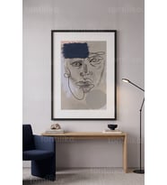 Minimalist Soyut Portre 1. Kalite Ahşap Çerçeveli Tablo