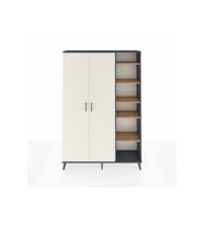 Arges Dolap 7 Raflı 2 Kapaklı Tek Askılı 132x30x195 Antrasit-Aytaşı/Çam