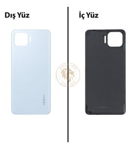 Oppo KAPAK Reno 4 Lite Açık Mavi Arka Kapak Arka Cam Batarya Kapağı Lazer Kesim Kapak Pil Kapağı Back Cover