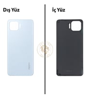 Oppo KAPAK Reno 4 Lite Açık Mavi Arka Kapak Arka Cam Batarya Kapağı Lazer Kesim Kapak Pil Kapağı Back Cover
