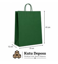 31x41x12 cm Kraft Yeşil Poşet (25 ADET)