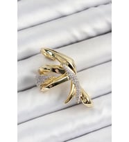 Pirinç Zirkon Taşlı Sıkıştırma Sağ Kıkırdak Gold Renk Kadın Küpe 5886 - GLST1361-9908