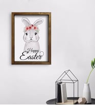BK Gift Paskalya Bayramı Doğal Masif Ahşap Çerçeveli Tablo 45x65cm-1