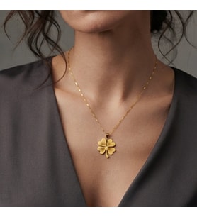 925 Ayar Gümüş Gold Yonca Kolye