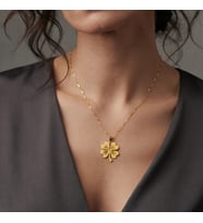 925 Ayar Gümüş Gold Yonca Kolye