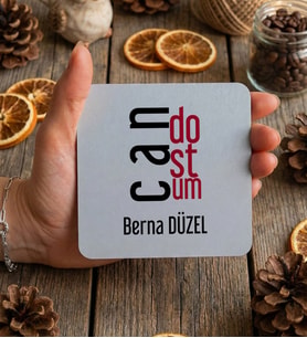 Kişiye Özel Arkadaşa Hediye Bardak Altlığı Doğum Günü Hediyesi (Beyaz)