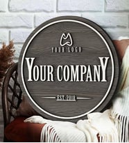 BK Gift Kişiye Özel Ahşap Logo Tabela – El Yapımı Yuvarlak Ahşap Ofis ve Mağaza Logosu, 3D Lazer Kesim İşletme Tabelası, Dekoratif Ahşap Duvar Süsü (DUMAN)
