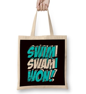 Funny Swim Swam Won Swimmer Swimming Pool Instructor Coach Bez Çanta Uzun Saplı