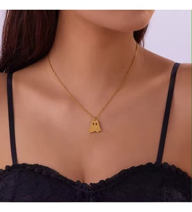 Kişiye Özel 925 Ayar Gümüş Hayalet Figürlü Kolye (Gold)