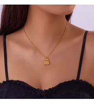 Kişiye Özel 925 Ayar Gümüş Hayalet Figürlü Kolye (Gold)