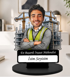 Kişiye Özel Karikatürlü İnşaat Mühendisi Masaüstü Ahşap İsimlik Fotoğraflı İnşaat Mühendisi Hediyesi Şantiye Ofis Dekoru İnşaat Mühendisi Hediyesi, Mühendis Hediyesi, Şantiye Şefi Hediyesi, Meslek Hediyesi