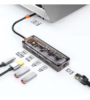 ALLY 5in1 Type-c To USB3.0 + USB2.0 + Type-c PD 100W + HDMI + Ethernet Çoğaltıcı Transparan Hub (Şeffaf)