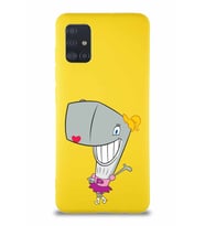 Samsung Galaxy M31S Soft Premier Kapak Pearl Yengeç Tasarımlı Silikon Kılıf - Sarı (Şeffaf)