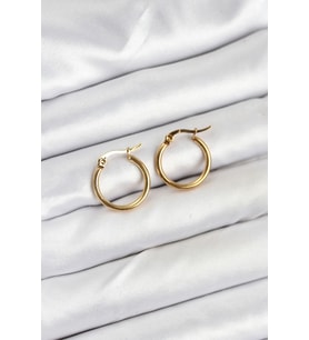 316L Çelik Gold Renk 15 mm Halka Kadın Küpe