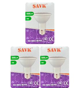 (3 Adet) Şavk 7W 6500K (Beyaz Işık) Par20 E27 Duylu (Kalın Duy) Led Spot Ampul