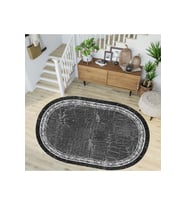 Eliana Home Baskılı, Yıkanabilir Kaymaz Taban Oval Halı LNA7272-HY939 100x150 cm (Gri)