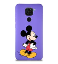 Xiaomi Redmi Note 9 Soft Premier Kapak Mickey Mouse-D Tasarımlı Silikon Kılıf - Mor (Şeffaf)