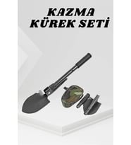 Katlanabilir Kamp Küreği Küçük Kazma Kürek Seti Pusulalı