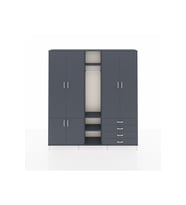 Arges Gardrop 14 Raflı 4 Çekmeceli Tek Askılı 220x30x243 Antrasit-Antrasit