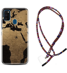 Samsung M21 M22 M23 M30 M31S M32 Kılıf Boyun Asklı Rasta Silikon Map Planet 1656