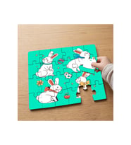 Sevimli Paskalya Tavşanları Tasarımlı 24 Parça Ahşap Çocuk Puzzle MPK0673