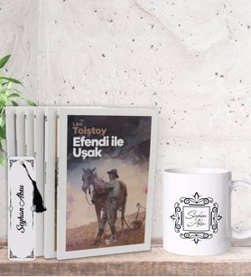 BK Gift Kişiye Özel İsimli Kupa Bardak Kitap Ayracı ve Tolstoy Unutulmaz Eserleri(6 Kitap) Hediye Seti
