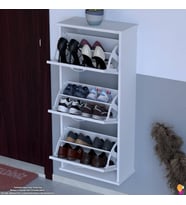 Sınırlı stokta!, Hemen satın alın. Modilayn UMAY Asma Ayakkabılık ile kapı önünüzü düzenleyin! 4 gözlü, 2 kapaklı tasarımıyla tüm ayakkabılarınızı şıkça saklayın. Çok katlı asma kapı önü ve antre dekorasyonu (Beyaz)