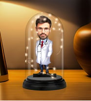 Kişiye Özel Işıklı Doktor Tasarımlı Karikatür Biblo Fanus