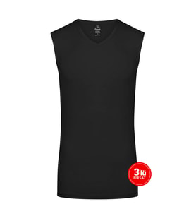Erkek Modal V Yaka Kolsuz Tshirt 3'lü Paket - Siyah