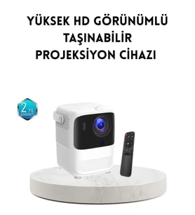 Taşınabilir Akıllı 1080P Projektör – 64Gb Hafıza, 2Gb Ram, Full Hd Görüntü, Kumandalı