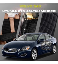 Volvo S40 Siyah Renk Tay Tüyü Cepli & Terletmez Sırtlı Oto Koltuk Minder Seti - Koltuk Koruma Kılıfı (ÖN & ARKA TAM SET)