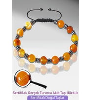 Sertifikalı AAA+ Gerçek Turuncu Akik Taşı Bileklik - Ayarlamalı (Çok Renkli)