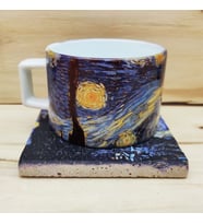 Vincent Van Gogh Set 4 - Çay/Kahve Fincanı-Traverten Bardak Altlığı 1