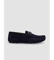 %100 Hakiki Deri Lacivert Süet Tokalı Erkek Loafer