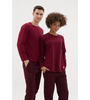 Sevgililer Günü Valentine's Day Yeni Sezon Konsept Kadın Erkek 2 li Pijama Takımı Çiftlere Özel (Bordo)