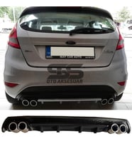 Ford Fiesta Mk7 Difüzör Arka Tampon Eki 4 Egzoz Çıkışlı Siyah Lüx Tip