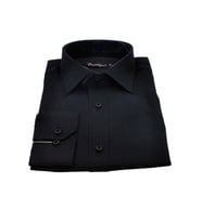 Siyah Armür Desenli Slim Fit Düz Renk Uzun Kol Erkek Gömlek - 256-6