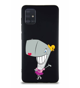 Samsung Galaxy M31S Soft Premier Kapak Pearl Yengeç Tasarımlı Silikon Kılıf - Siyah (Şeffaf)