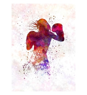 Kadın Boksör Boks Kickboks Siluet Izole 02 Tablo Ahşap Poster Dekoratif