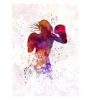 Kadın Boksör Boks Kickboks Siluet Izole 02 Tablo Ahşap Poster Dekoratif