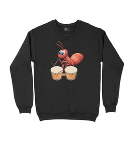 Davul Çalan Karınca Siyah Sweatshirt