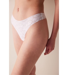 #izbırakmaz Invisible Laser Cut Lacy Dream Dantel Beyaz Tanga Külot