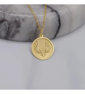 Kişiye Özel 925 Ayar Gümüş Şık Çift Başlı Kartal Model Kolye (Gold)