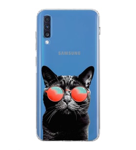 PrintiFy Samsung Galaxy A70 ile Uyumlu Kedi 3 Kamera Korumalı Şeffaf Kılıf