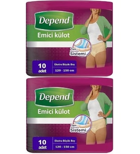 Depend Emici Külot Hasta Bezi XL - Extra Büyük Kadın 20 Adet (2PK*10)