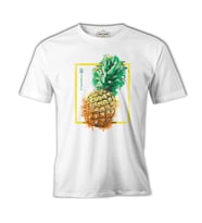 Pineapple in Front of a Square Beyaz Erkek Tshirt