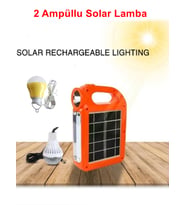 Çok Fonksiyonlu 2 Ampüllü Güneş Enerjili Taşınabilir 3 Mod Işıldak Lamba-Powerbanklı Fener