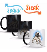 Pug Köpek Sihirli Kupa Bardak Porselen